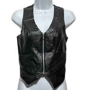 Mona Mode Leather Zip Up Vest